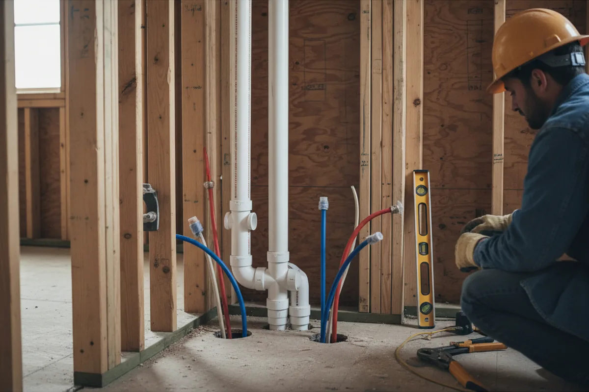 Drain and supply rough-in during Toilet Repair and Installation in Marine On Saint Croix